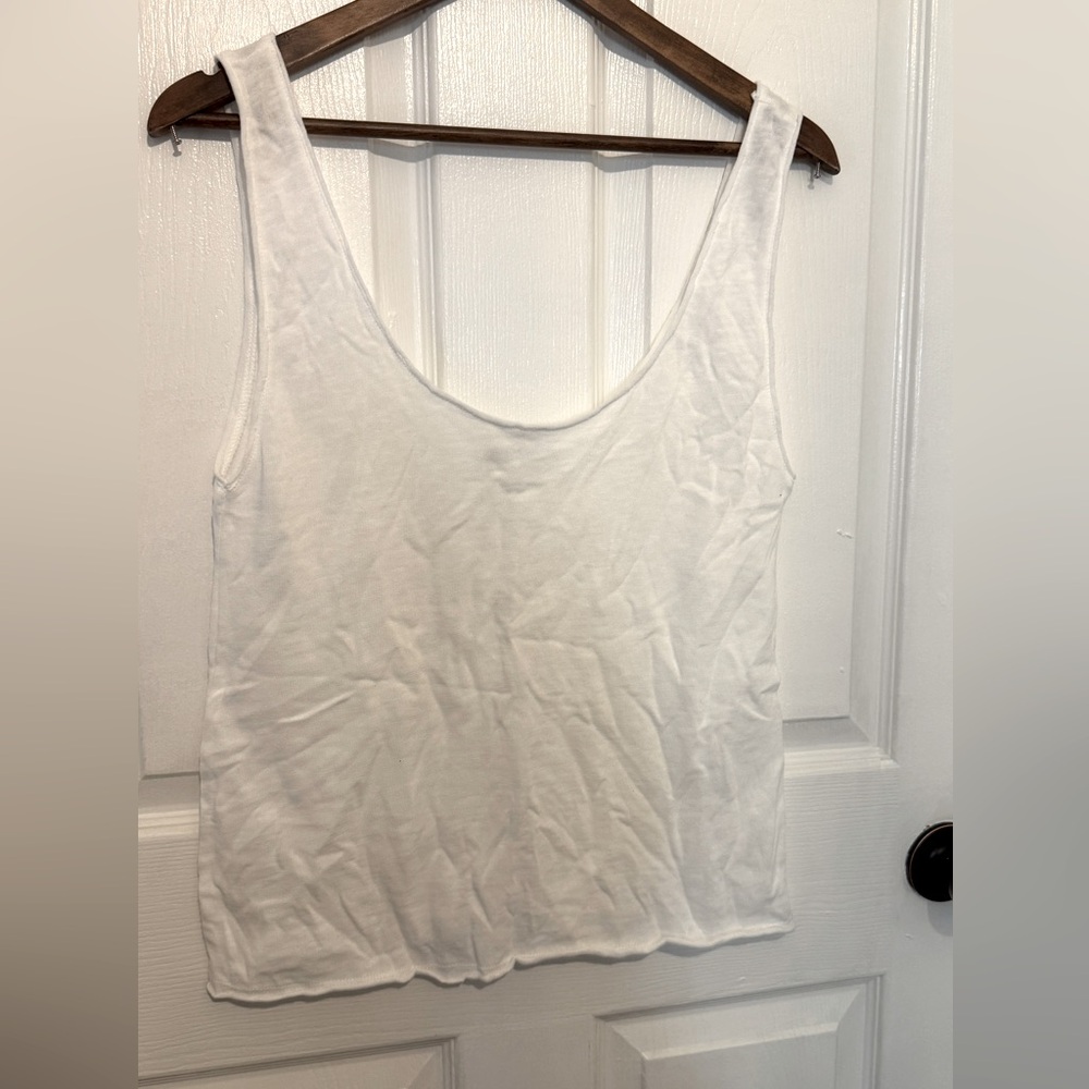 Zara White Scoop Neck Tank Top 100% Cotton